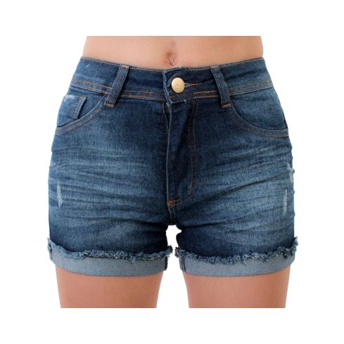 Shorts Jeans Cintura Alta Barra Dobrada Biotipo